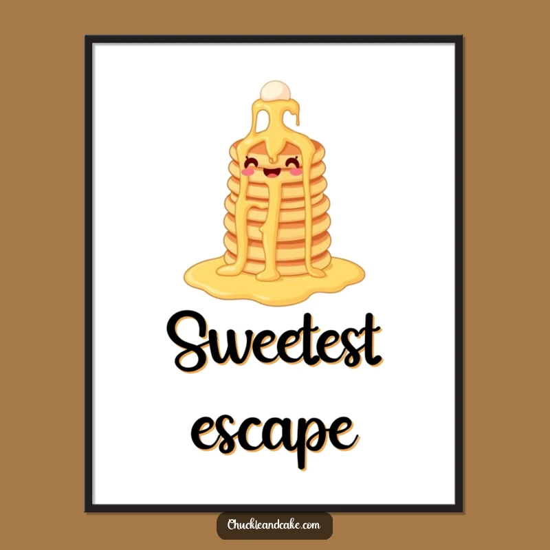 Funny Pancake Syrup Waterfall Poster: Delicious Breakfast Art for Your Walls