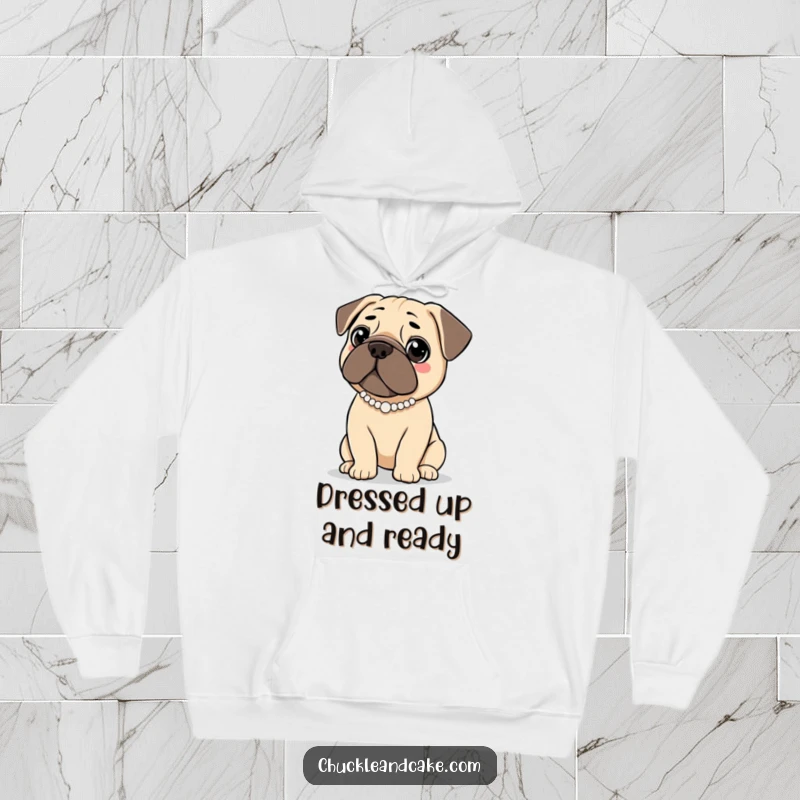 Funny hoodie featuring a Bullmastiff dog adorned with a pearl necklace, exuding a refined and elegant aura.