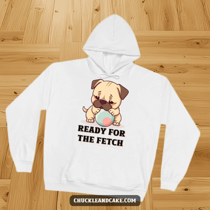 Funny hoodie featuring a Bullmastiff dog gently nudging a bouncing ball, perfect for cozy comfort during playtime.