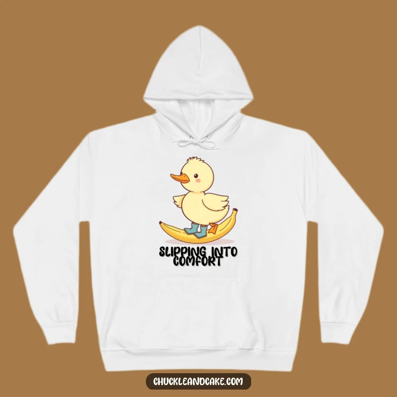 Funny Duck Slipping Hoodie: Cozy Cartoon Mishap Wear