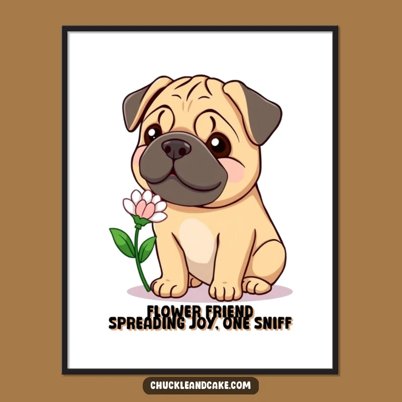 Free Printable Wall Art: Smiling Bullmastiff Flower Gift Funny Dog Decor