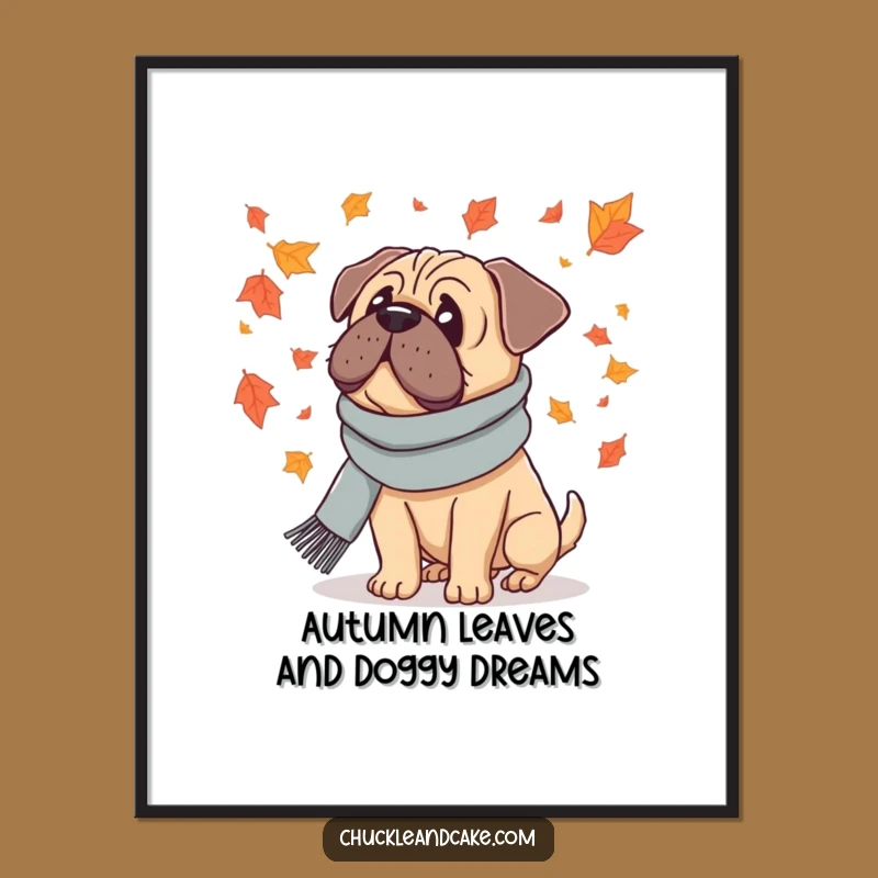 Free Printable Wall Art: Autumn Bullmastiff, Funny Downloadable Seasonal Decor