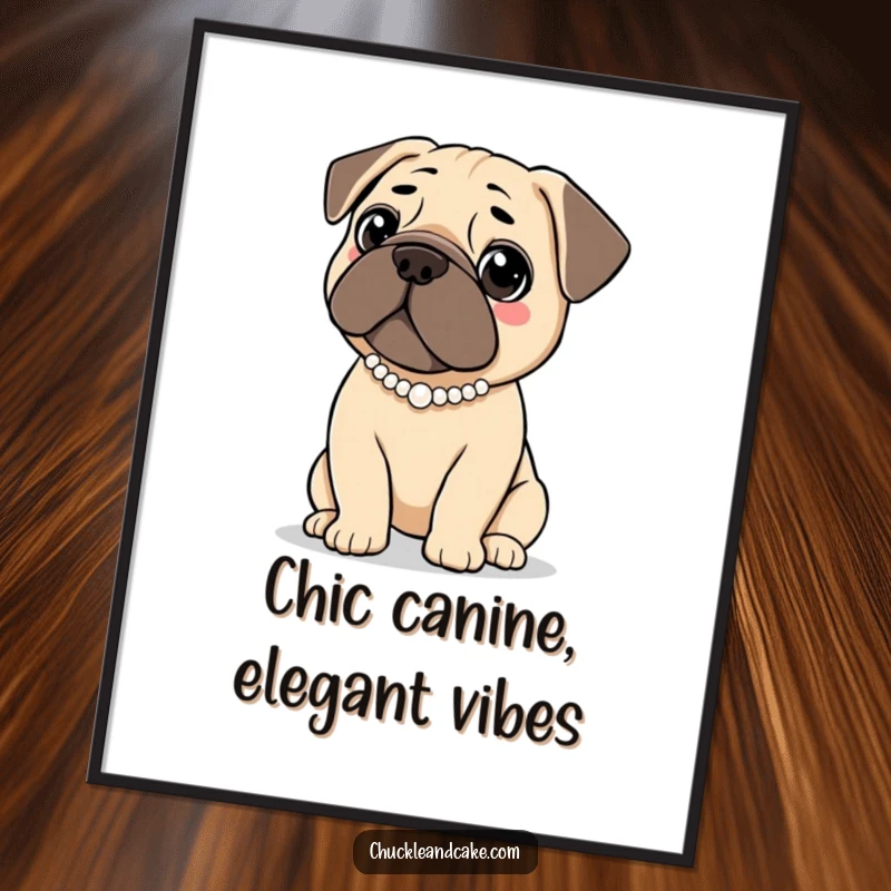 Funny Free Printable Wall Art: An elegant Bullmastiff looking regal, wearing a small pearl necklace, adds sophisticated humor to any room.