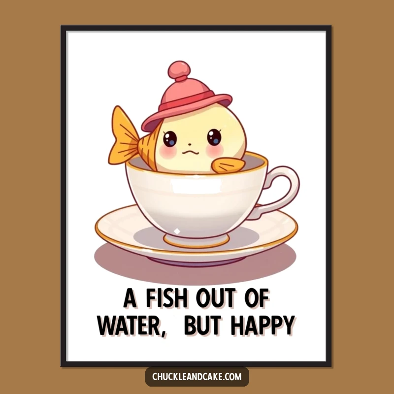 Free Printable Wall Art: Fish in Teacup, Surreal Downloadable Art