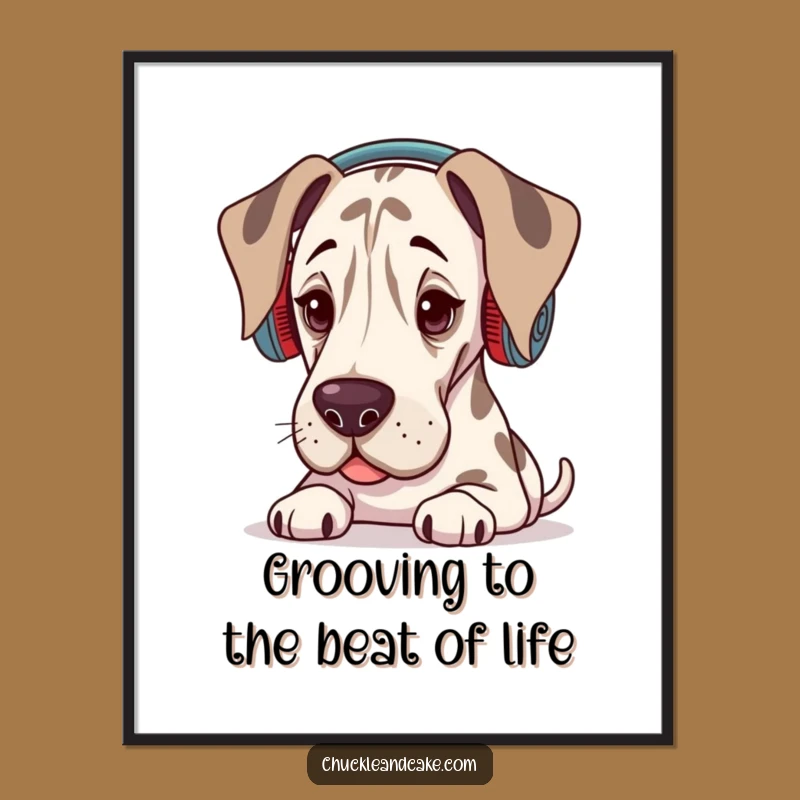 Free Printable Wall Art: Groovy Grand Dane Music Art, Funny Downloadable Decor