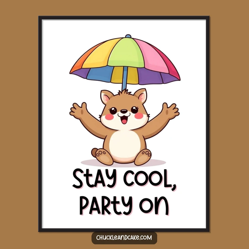Funny Free Printable Wall Art: Cheerful Umbrella Animal, Hilarious Downloadable Decor