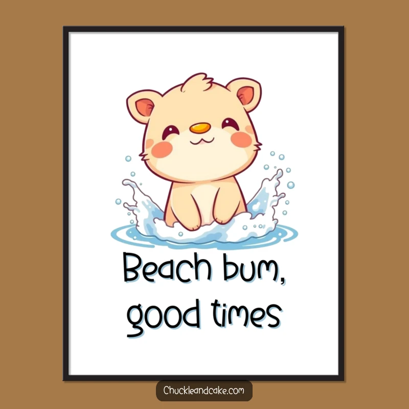 Funny Free Printable Wall Art: Sunscreen Animal Splashing, Hilarious Downloadable Beach Decor