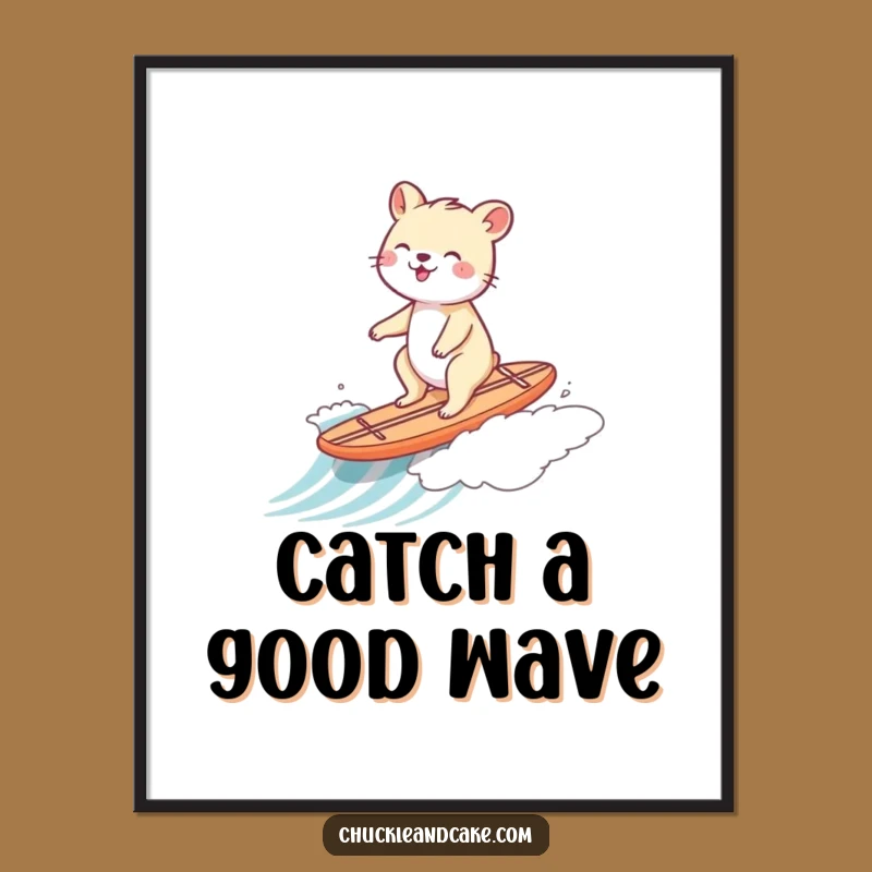 Funny Free Printable Wall Art: Surfing Animal, Hilarious Downloadable Beach Decor