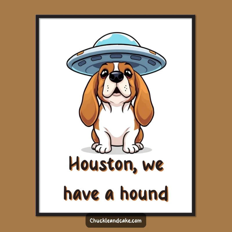Free Printable Basset Hound UFO Art: Whimsical Alien Decor, Funny Downloadable Art