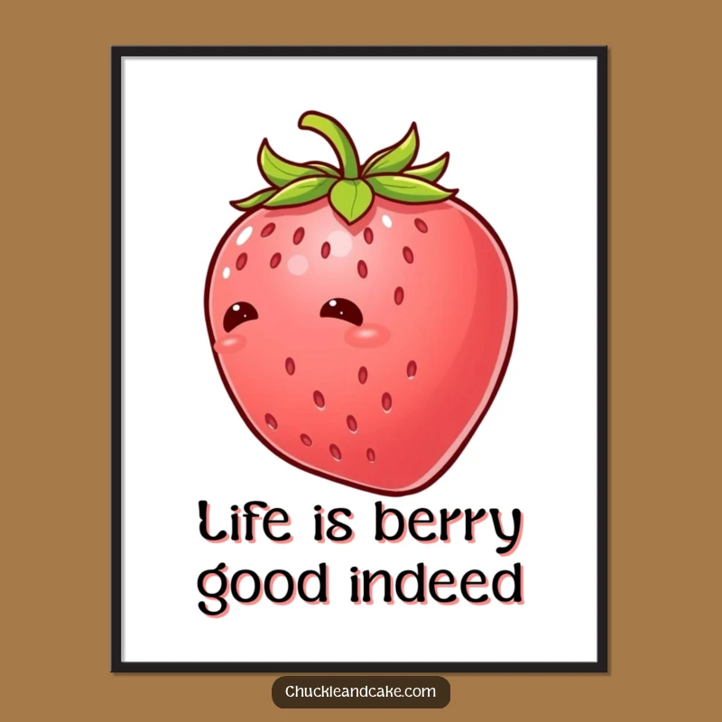 Free Printable Wall Art: Giggling Strawberry Funny Downloadable Decor for a Happy Home