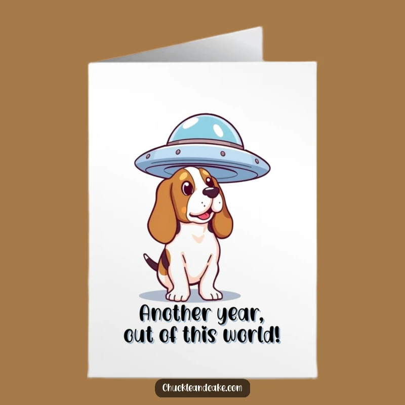 Free Printable Basset Hound UFO Birthday Card - Funny Downloadable Gift