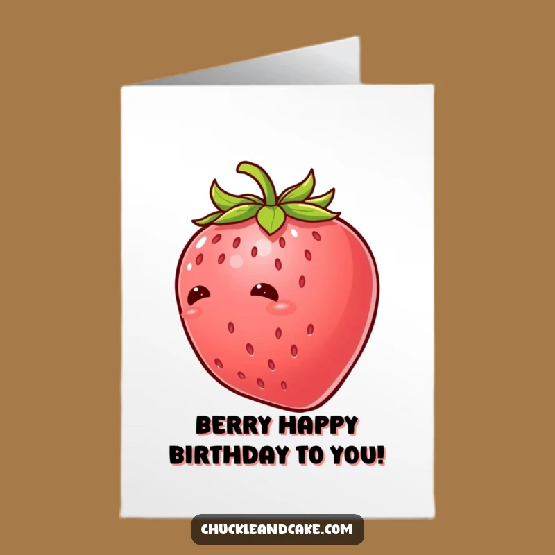 Free Printable Birthday Card: Giggling Strawberry Funny Downloadable Gift for a Joyful Celebration