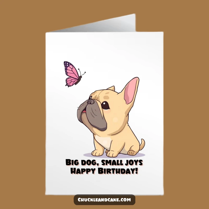 Free Printable Birthday Card: Wondering Bullmastiff Sees Butterfly - Downloadable Cute Animal Humor