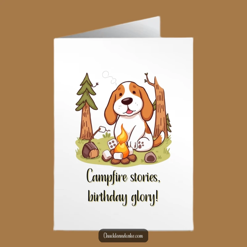 Free Printable Basset Hound Campfire Birthday Card - Funny Downloadable