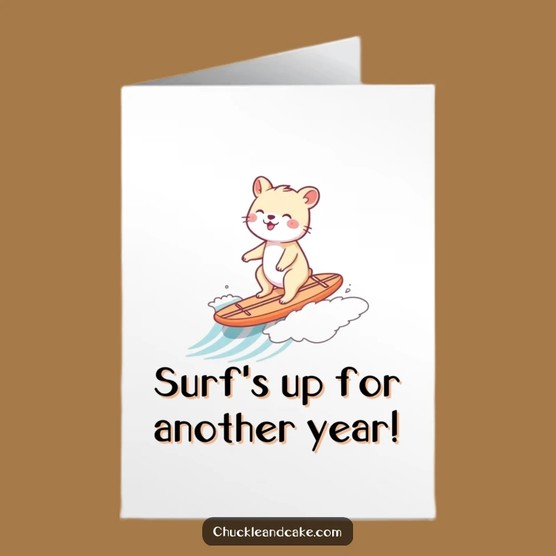 Free Printable Birthday Card: Funny Surfing Animal for a Groovy Downloadable Gift