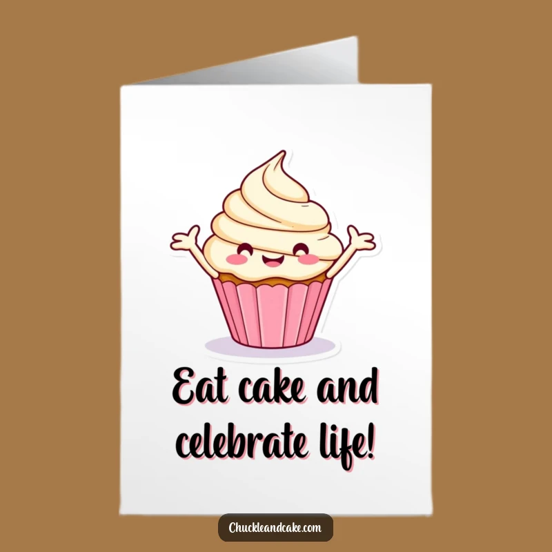 Free Printable Birthday Card: Happy Cupcake Spreading Joy, Funny Downloadable Gift