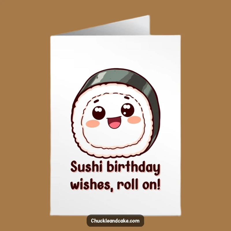 Free Printable Birthday Card: Skipping Sushi Slice, Funny Downloadable Gift for a Joyful Celebration