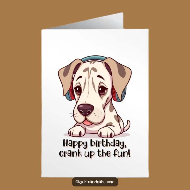 Free Printable Birthday Card: Groovy Grand Dane Music, Funny Downloadable Gift