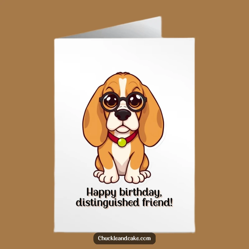 Free Printable Regal Basset Hound Birthday Card, Elegant Downloadable Humorous Dog Gift