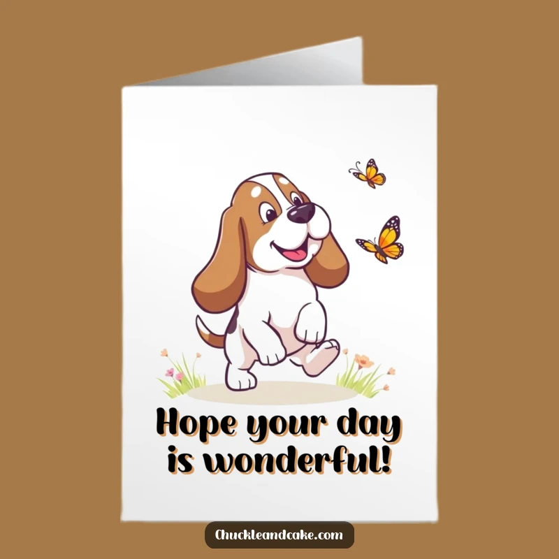 Free Printable Basset Hound Birthday Card - Funny Droopy Ears, Playful Chase, Downloadable Gift