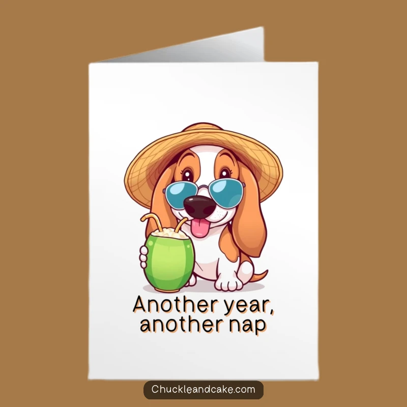 Tropical Birthday Free Printable: Basset Hound Coconut Cheers DIY Gift