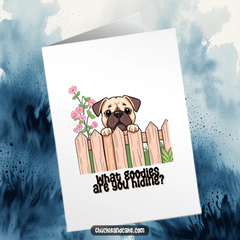 Funny Free Printable Birthday Card: A curious Bullmastiff peeks playfully over a garden fence, wishing a happy birthday.
