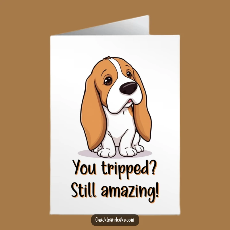 Free Printable Basset Hound Congrats Card - Funny Tripping, Droopy Ears, Downloadable Greeting