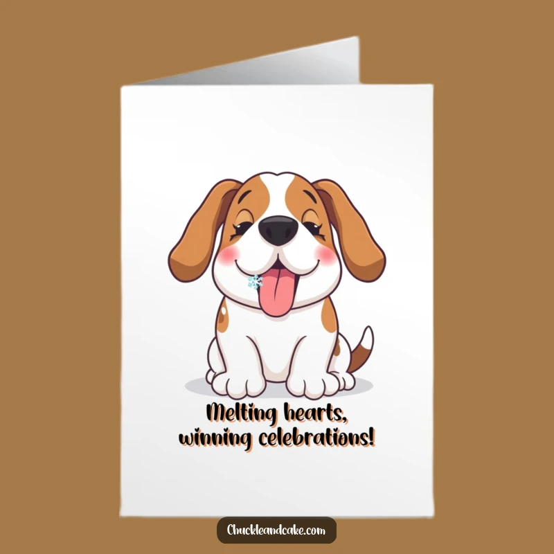 Free Printable Basset Hound Congrats Card: Snowy Celebration, Funny Downloadable