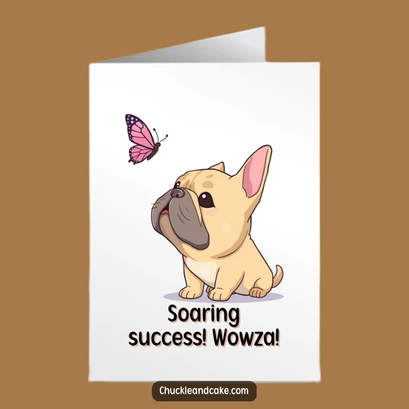 Free Printable Congrats Card: Bullmastiff Amazed by Butterfly - Downloadable Gentle Giant Celebration
