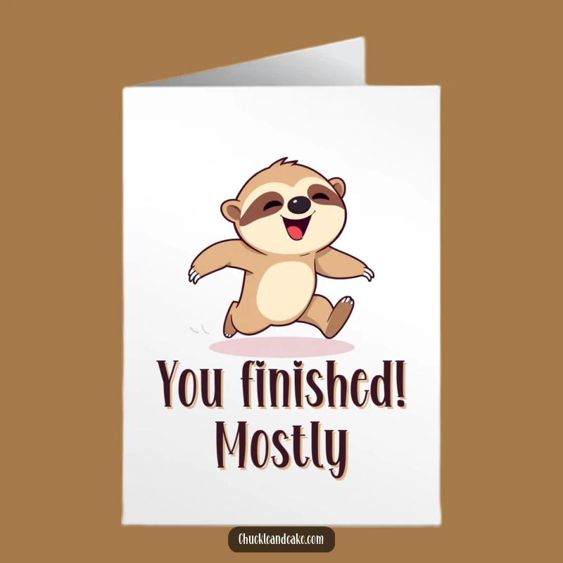Free Printable Congrats Card: Sloth Race Mishap, Humorous Downloadable