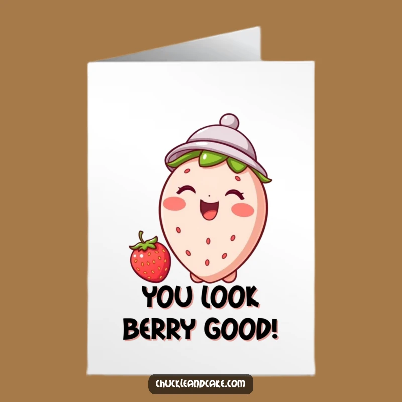 Free Printable Congrats Card: Strawberry Hat Giggle - Humorous Downloadable Gift!