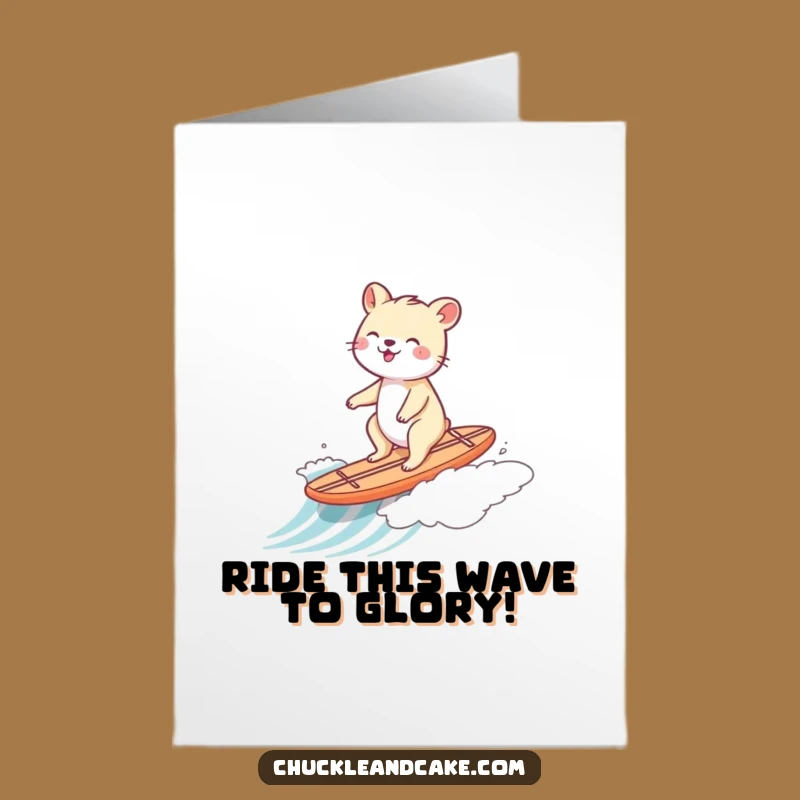 Free Printable Congrats Card: Humorous Surfing Animal for a Wave-Riding Downloadable Celebration