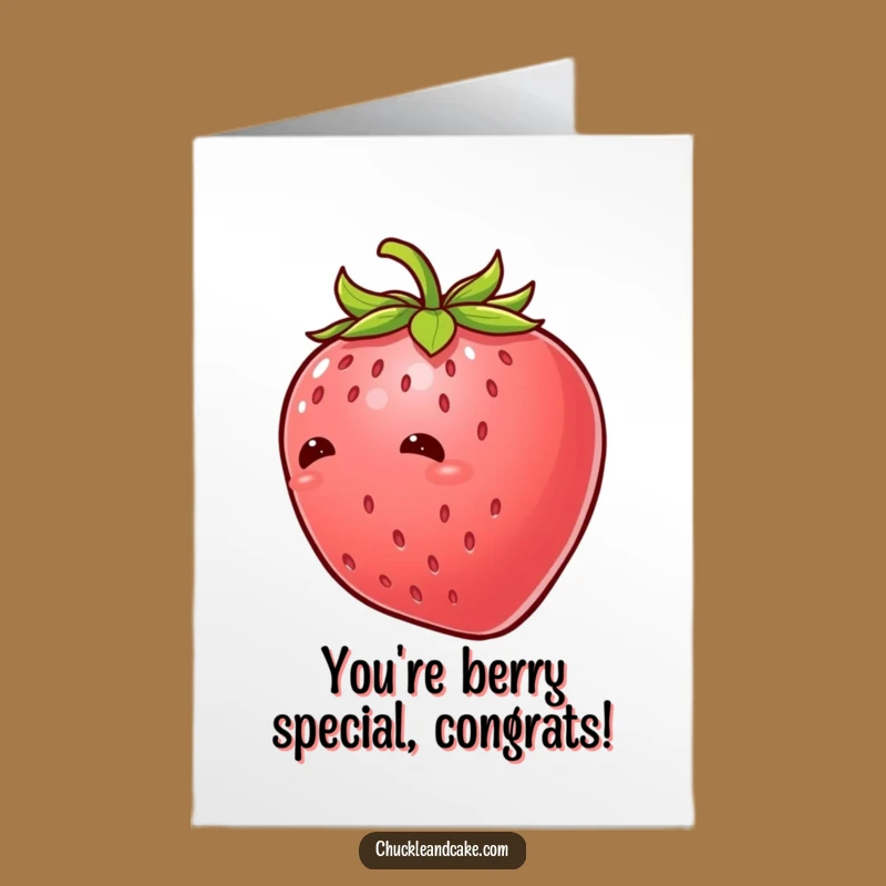 Free Printable Congrats Card: Giggling Strawberry Funny Downloadable for Cheering Loudly