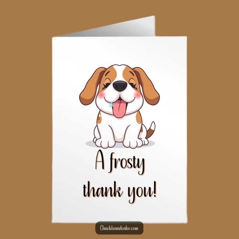 Free Printable Basset Hound Thank You Card: Snowy Gratitude, Funny Downloadable