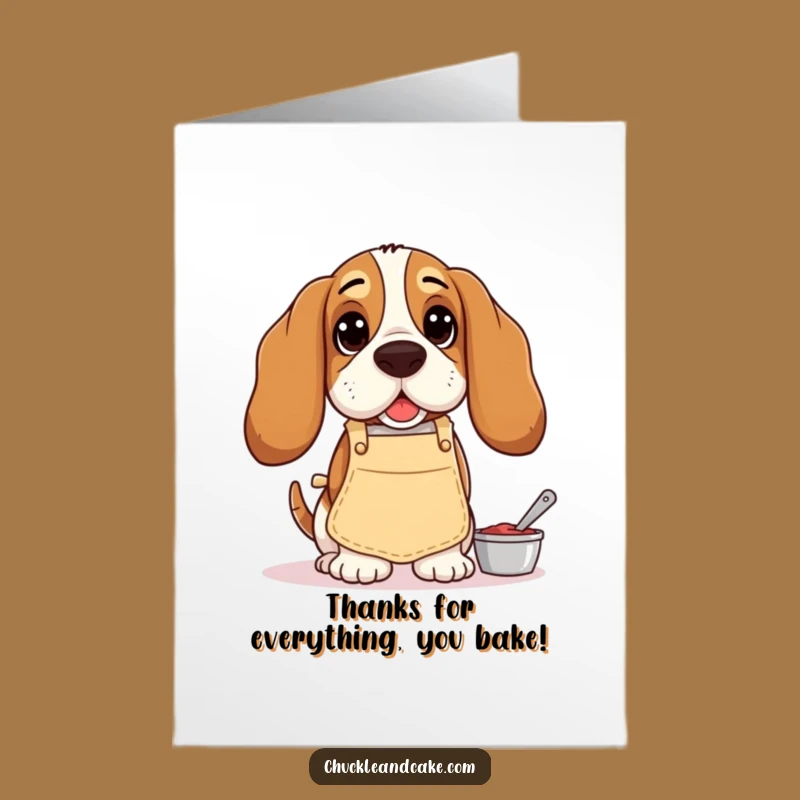 Free Printable Basset Hound Baker Thank You Card, Humorous Downloadable DIY Gift for Appreciation