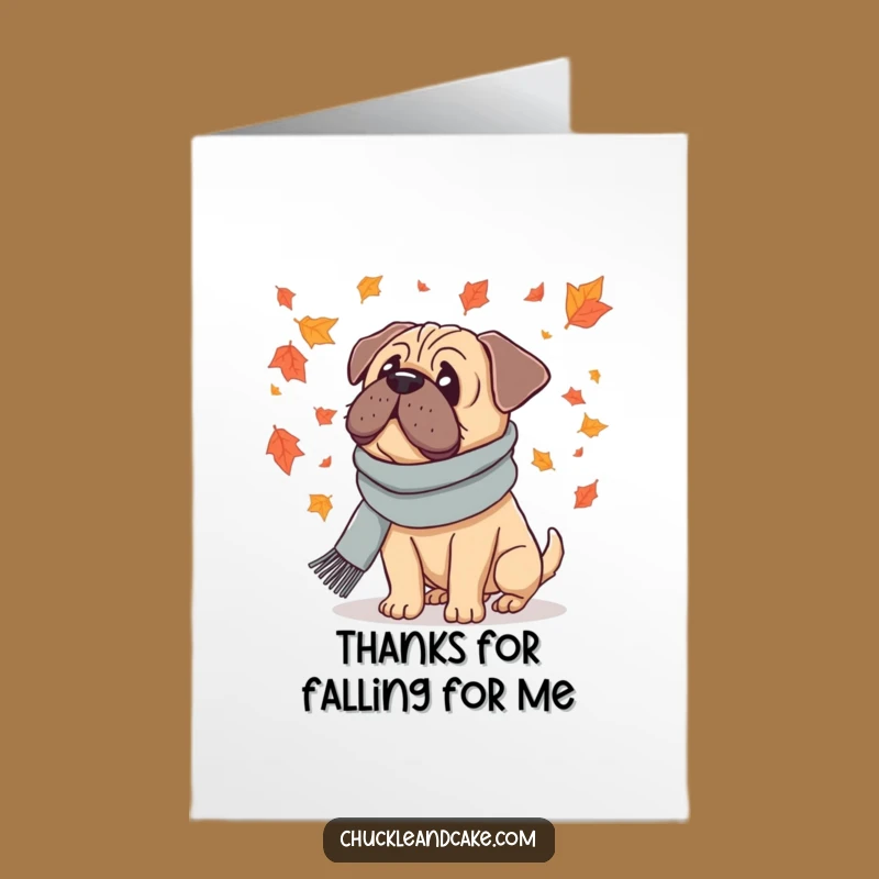 Free Printable Thank You Card: Autumn Bullmastiff, Grateful Downloadable Seasonal Gift