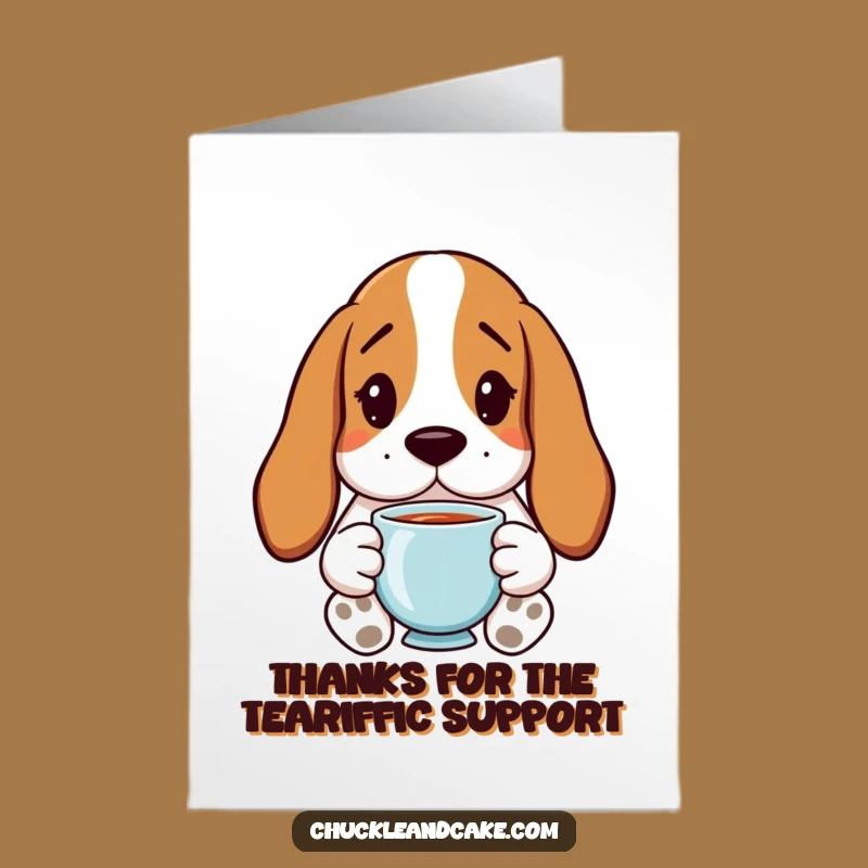Free Printable Thank You Card: Basset Hound Tea Time - Funny Downloadable Gift