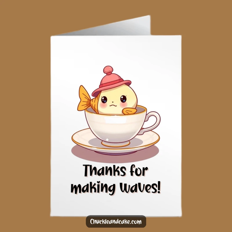 Free Printable Thank You Card: Fish in Teacup, Witty Downloadable