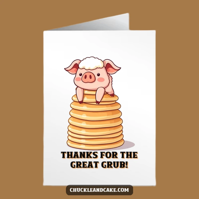 Free Printable Thank You Card: Pig & Pancakes, Charming Downloadable
