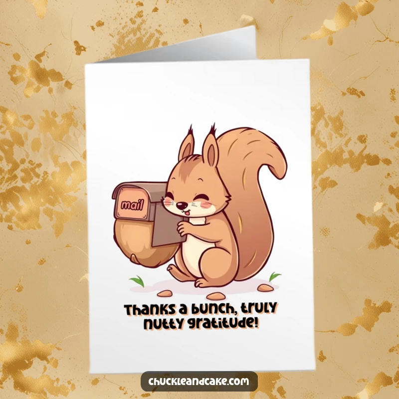Funny Free Printable Thank You Card: Squirrel offers a giant nut as a hearty thank you gift.
