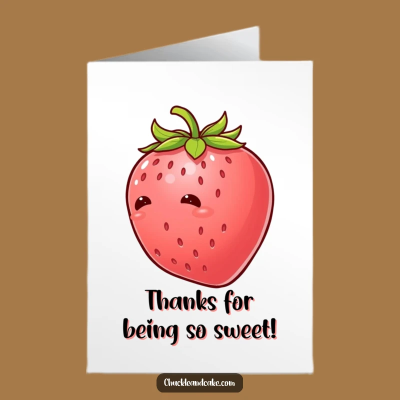 Free Printable Thank You Card: Giggling Strawberry Funny Downloadable Gift of Appreciation