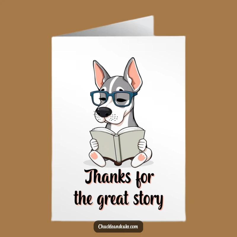 Free Printable Thank You Card: Studious Grand Dane, Grateful Bookworm Download