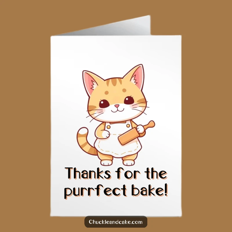 Free Printable Bobtail Cat Chef Thank You Card: Baking Gratitude Downloadable Gift