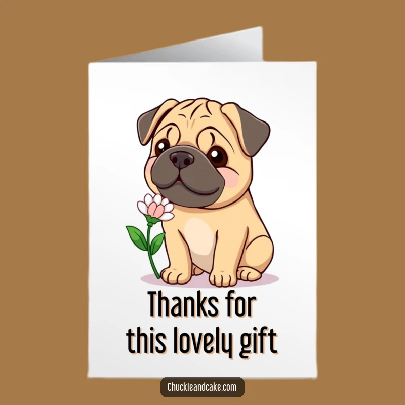 Free Printable Thank You Card: Smiling Bullmastiff Flower Gift Funny Downloadable
