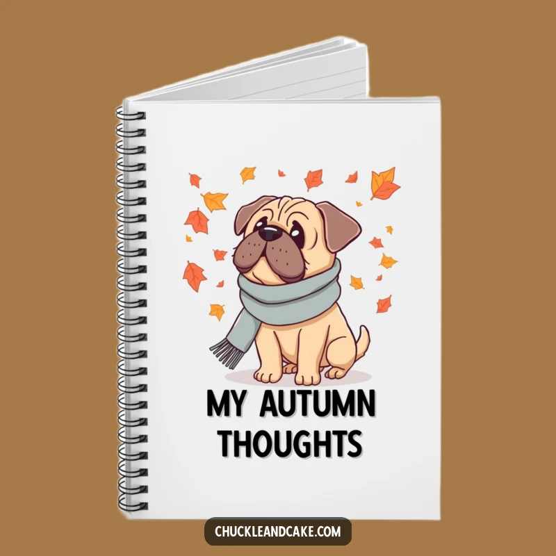 Funny Bullmastiff Autumn Notebook - Scarf Dog Journal, Perfect Fall Gift