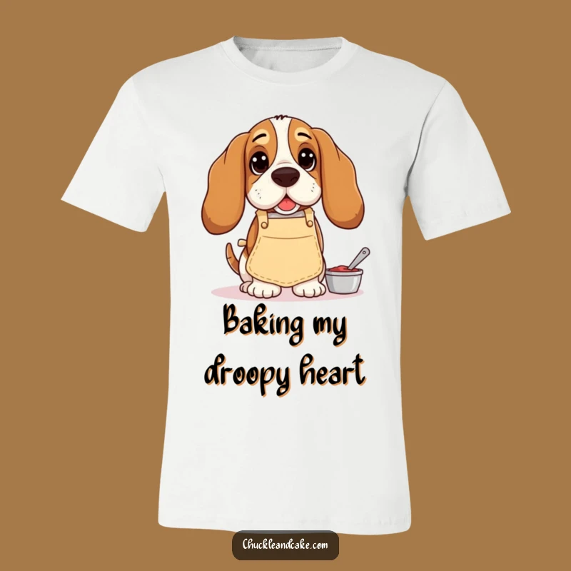 Funny Basset Hound Baking T-Shirt: Droopy-Eared Chef Tee - Perfect Humorous Dog Gift