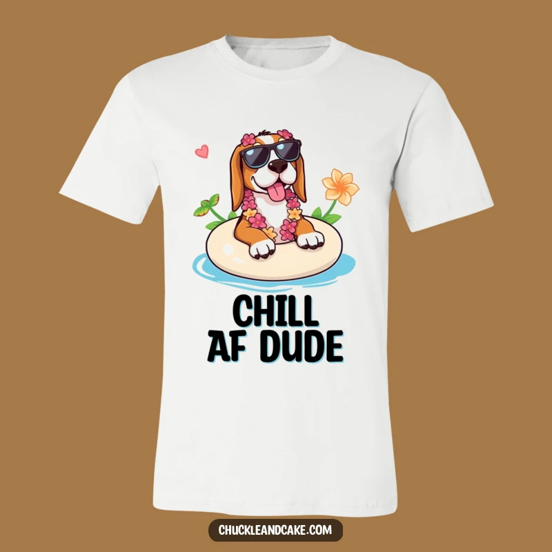 Funny Basset Hound Beach Bum T-Shirt: Comical Dog Vacation Tee