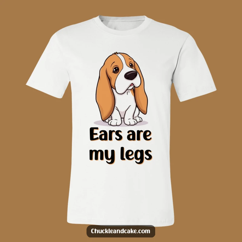 Funny Basset Hound Tripping T-Shirt - Droopy Ears Mishap Fun, Comfy Funny Gift Tee