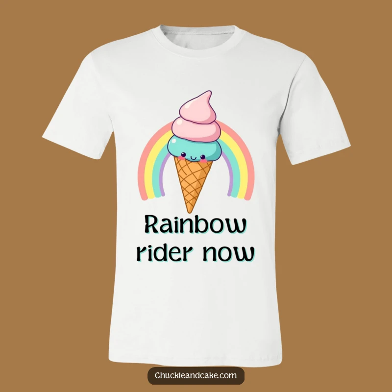 Funny Ice Cream Rainbow T-Shirt: Cheerful Slide, Hilarious Apparel!