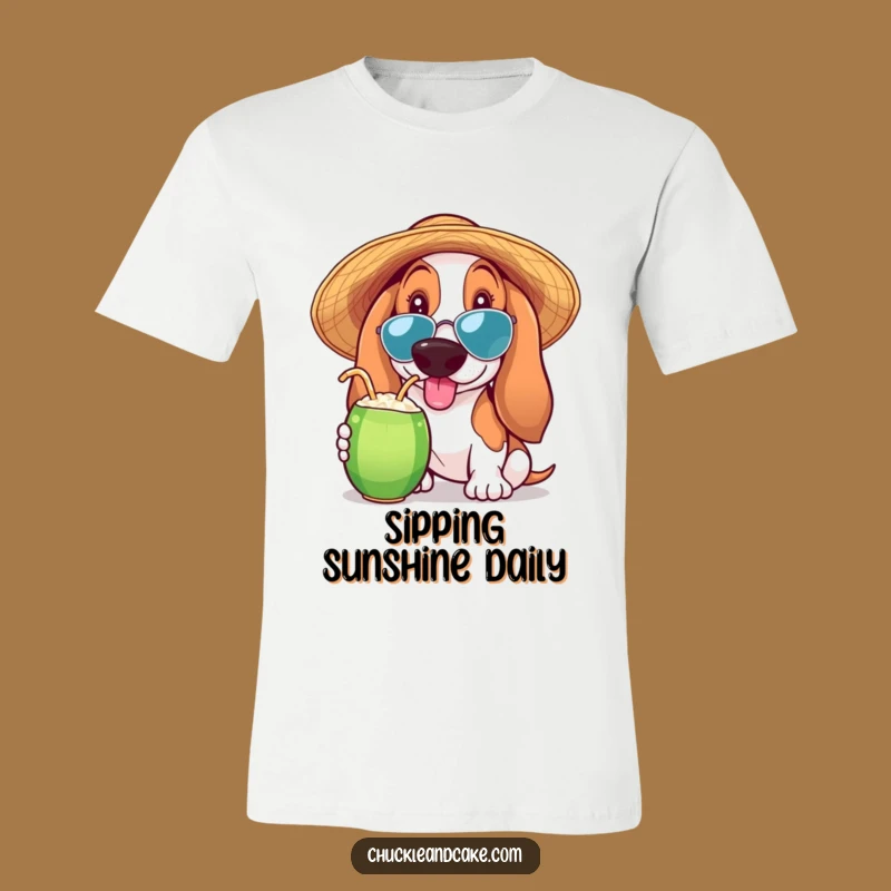 Funny Basset Hound Coconut T-Shirt: Comical Tropical Dog Tee